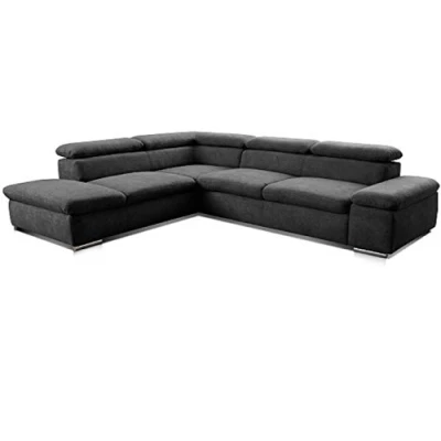 Image de CAVADORE 5900984024731 Alkatraz Canapé d&#039;angle rembourré, Tissu (90% Polyester, 10% PA), Noir, Ottomane Links