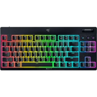 Image de Razer BlackWidow V4 Tenkeyless HyperSpeed Clavier Gaming sans Fil remplaçable à Chaud (BT, Molette Multifonction et 3 Boutons) Interrupteur Orange, Disposition FR