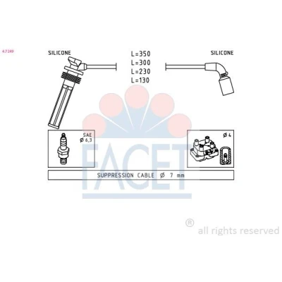 Image de FACET 4.7249 Jeu De Fils d&#039;Allumage Made in Italy OE Equivalent CHEVROLET: Spark, Aveo / Kalos 3/5 portes, Matiz