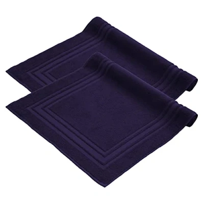 Image de Komfortec Lot de 2 Tapis Bain, en Tissu éponge, lavables, 600 g/m² et 100% Coton Absorbant à séchage Rapide, Bleu Fonce, 50 x 70 cm