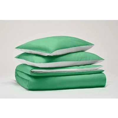 Image de Pantone™ Parure de lit Simple 155 x 200 cm, 100% Coton Percale Fils 1 Place, Double Face, Vert Clair/Blanc