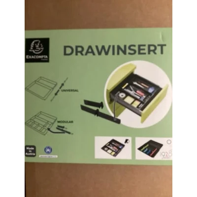 Image de Exacompta Réf. 316014D 1 DRAWINSERT Insert pour tiroirs adaptable en largeur entre 24,6 et 39,6 cm Dimensions : Profondeur 29,8 x hauteur 3,6 coloris noir