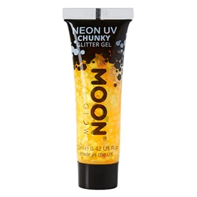 Image de Moon Glow Gel UV pailleté pour visage et corps néon, jaune doré, 12 ml (lot de 1)