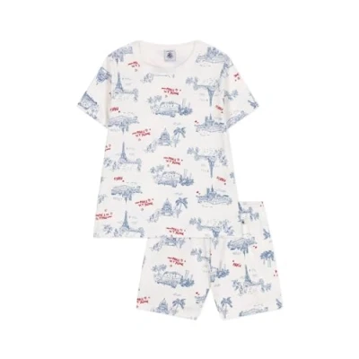 Image de Petit Bateau A0CUL Pyjacourt, Blanc/Multico, 12 Ans Garçon
