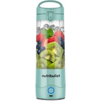 Image de NutriBullet portable blender, blender portable, 475ml sans BPA, mini multifonctions, chargeur USB C, plus de 15 cycles mixage, Bleu clair, NBP003LBL
