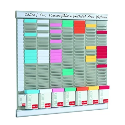 Image de Nobo, kit planning Office manuel à fiches T, 7 colonnes (+1 colonne index), 24 fentes indice 2