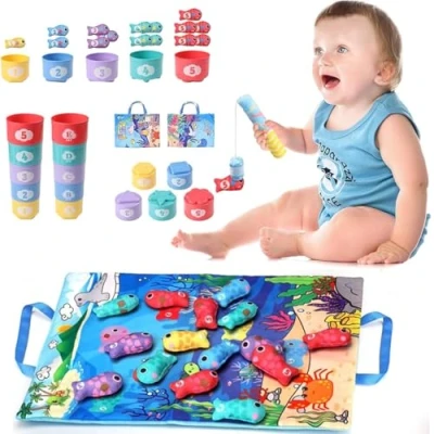Image de JoyJoyful Jouet Bebe 1 an, Jeux Montessori Pêche a la Ligne 2 3 Ans, Cadeau Enfant an Garcon, Bébé d&#039;Activité et Développement 6 18 Mois