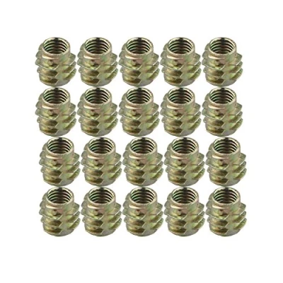 Image de HALJIA 20 pcs M8 x 13 MM Insert Écrou meubles en bois Filetage Vis Bride Attaches à douille hexagonale pour lits Berceau d&#039;armoire