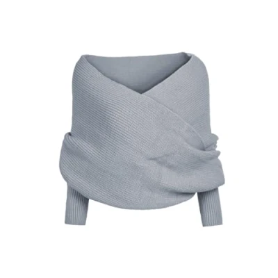 Image de WiLLab Pull Écharpe avec Manches, longue de au Crochet couleur unie, en tricot pour femme, haut, écharpe (C,One Size)
