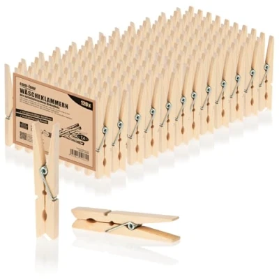 Image de com four® 120x Pinces à Linge en Bouleau Bois Non traité (120 Pieces Bouleau)