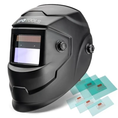 Image de Casque de soudage automatique IPOTOOLS J500A solaire entièrement réglable, 2 capteurs qualité supérieure, grand champ vision (92 x 42 mm) pour toutes les applications