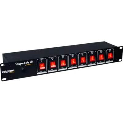 Image de ALGAM LIGHTING Dispatch Rackable 2U 19 8 canaux avec prises EU et interrupteurs lumineux