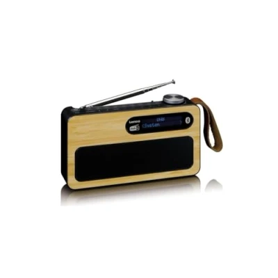Image de Lenco PDR 040 Radio Portable Dab+ FM avec Bluetooth Batterie intégrée de 2000 mAh 3 W RMS Horloge et réveil en Bambou véritable Noir