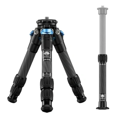 Image de SIRUI Mini trépied, Trépied en Fibre de Carbone avec Colonne Centrale, Bureau Léger et Portable pour Caméras, Max 660mm, Rétracté 215mm, Charge Utile 12KG, AM 223+SL 100
