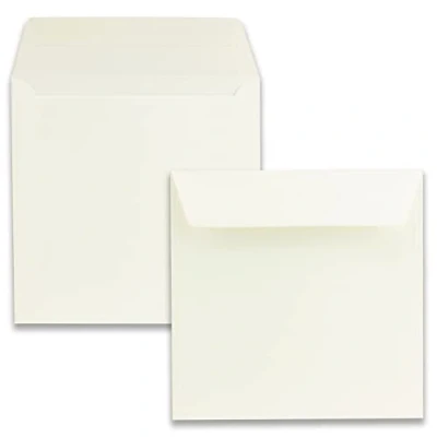 Image de Lot de 50 enveloppes carrées Couleur : crème Format 16,5 x cm Grammage 120 g par m² Fermeture adhésive avec rabat plat Marque Gustav Neuser