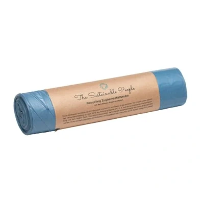 Image de Sacs poubelle recyclés avec cordon TSP 60 L d’au moins de 90% matériaux sources post consommation (PE) certifiés Ange Bleu pour déchets résiduels et recyclables (60 (10 sacs))