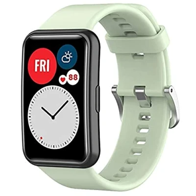 Image de Wownadu Bracelets Compatible pour Huawei Watch Fit/Watch Fit New/Watch Elegant/Watch SE, Bracelet Rechange Femme Homme Remplacement Silicone Bands Vert,(Pas de Tracker)