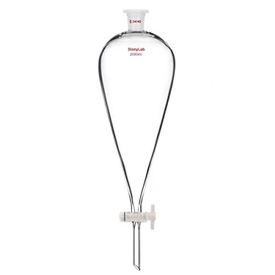 Image de StonyLab 2000 mL Entonnoir Séparateur à Paroi épaisse en Verre Borosilicaté, Separatory Funnel avec Joints 24/40 et Robinet PTFE