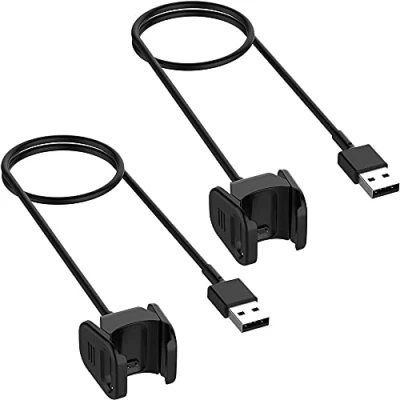 Image de TECHGEAR [2 Pack Câble de Remplacement Chargeur USB pour Charge 3, 4, Station Recharge Compatible avec Fitbit 4 Activité fréquence Cardiaque et Remise en Forme