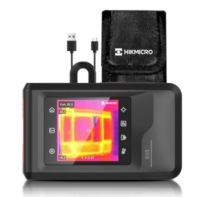 Image de HIKMICRO E03 caméra d&#039;imagerie thermique compacte de poche, résolution SuperIR 240 x avec visuelle, IR 96 96/9 216 pixels, 25 Hz, écran tactile 3,5&quot;, IP54, 20 ℃ à 350