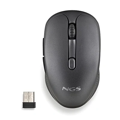 Image de NGS Evo Rust Black Souris sans Fil Rechargeable 2,4 GHz pour Ordinateur/MacBook/PC/Mac/iPad/Tablette, Touches Silencieuses, 3 Niveaux de Résolution:800/1200/1600, Conçue Les Droitiers, Noir