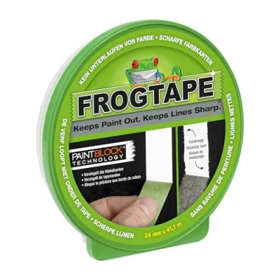 Image de FrogTape Multi surfaces Ruban adhésif de masquage en papier crépon Bords nets et tracés précis Dimensions : 24mm x 41,1m Couleur vert