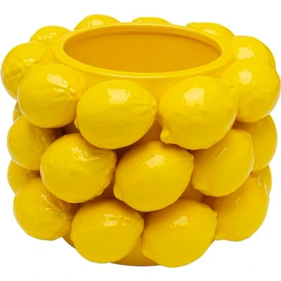 Image de Kare Vase Design Lemon Juice décoratif Motif Citron en Porcelaine Fait à la Main Pièce Unique 19 cm (H)