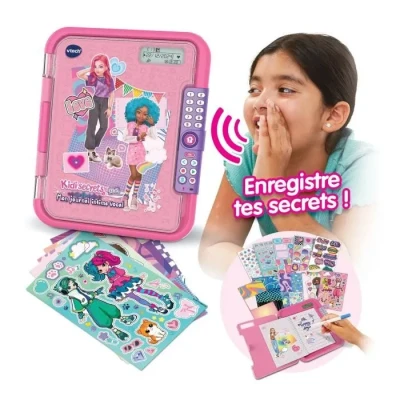 Image de VTech KidiSecrets 365 Mon Journal Intime Vocal Rose, Électronique avec Code, Micro Enregistreur, Carnet Secret, Feutre et Jeux, Cadeau Enfant de 5 Ans à 12 Contenu en Français