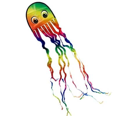 Image de CIM Cerf Volant Pieuvre Draki Rainbow Monofil pour Enfants à partir de 3 Ans Dimensions: 25x160cm INCL. Ligne
