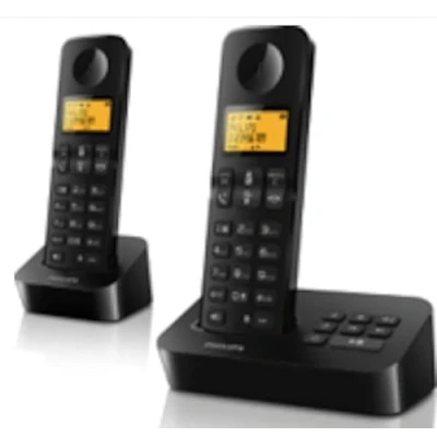 Image de Philips D2652B/01 Dual Téléphone Résidentiel avec Répondeur Écran de 1,6 Pouce Répertoire Reconnaissance des Numéros Numérotation Rapide Noir