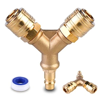 Image de Distributeur d’Air Comprimé 2 Voies, en Y, Interrupteur d&#039;air Comprimé, dair Avec Connecteurs Filetés 1/4 Pouce, Connecteur