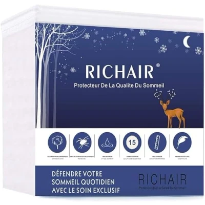 Image de RICHAIR Protège Matelas 130 x 200 Imperméable et Respirant Bonnet 30cm Alèse Silencieux Ultra Absorbant Hypoallergénique, Anti Acarien Bactérien