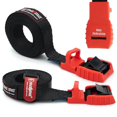 Image de MAGMA 2 Cambuckle Sangle Réglable de Fixation Courroie Support Charge Toit pour Porteur Vélo, Planche Surf, Moto, Voiture, Kayak Ceinture Outils Boucle Porte Bagage Rouge 5m