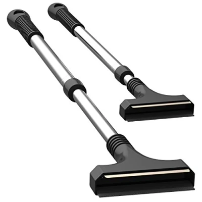 Image de AUPROTEC Grattoir à Glace télescopique avec Racloir en Laiton réglable continu Gratte Givre Pare Brise + Raclette de Caoutchouc Outil d&#039;hiver at 11 Couleur Noir