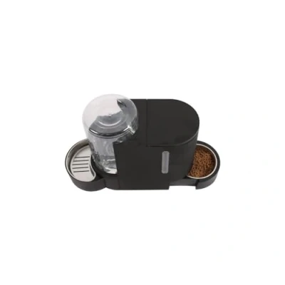 Image de M PETS MPETS Duplo Distributeur Croquettes &amp; Eau 1.3 KG/3L Noir 40 x 16.2 29.1 cm