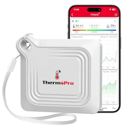 Image de ThermoPro TP351 Thermomètre Hygromètre Bluetooth Pour la maison, Moniteur de Température et D&#039;humidité 80M, Capteur Contrôle D&#039;application à Distance
