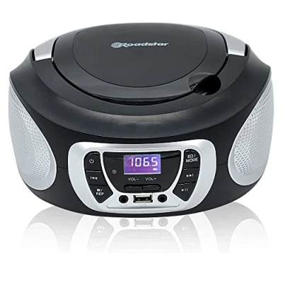 Image de Roadstar CDR 365U/SL Radio CD Portable Numerique FM PLL, Lecteur CD, R, RW, MP3, Port USB, Stereo, AUX in, Sortie Casque, Noir/Argent