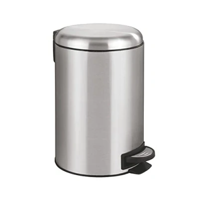 Image de WENKO Poubelle à pédale Leman, Fermeture système Easy Close, 12L, Acier INOX, 25x38x32cm