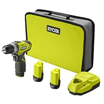 Image de Perceuse visseuse sans fil RYOBI 12V avec 2 batteries 2,0 Ah et chargeur RCD1201 220S