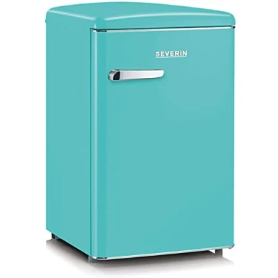 Image de SEVERIN Réfrigérateur Congélateur, Pose libre, Longueur 55 cm, 108L, Classe D, 110 kWh/an, 37 dB, Look rétro, Turquoise, RKS 8834