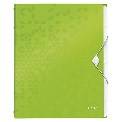 Image de Leitz Trieur A4, Contient jusqu&#039;à 200 Feuilles, Index Intégré à 6 Onglets, Fermeture Élastique, Vert, WOW, 46330054