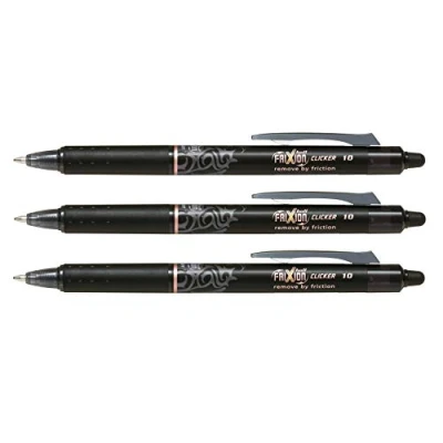 Image de PILOT Lot de 5 Stylos Roller Effaçable FRIXION BALL CLICKER 1.0 Pointe Large Noir