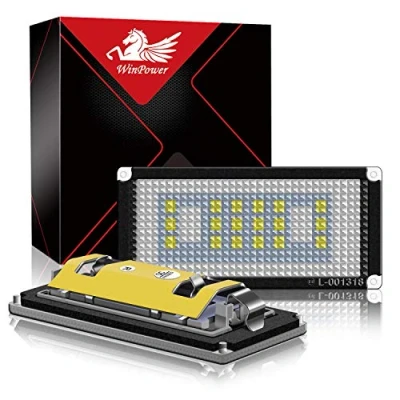Image de WinPower LED Éclairage plaque immatriculation auto ampoules super brillant CanBus Pas d&#039;erreur 6000K xénon blanc froid 18 SMD Feux arrière pour 2004 2006 E46 2 Portes/M3 facelift, Pièces
