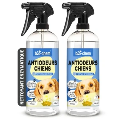 Image de Bio Chem Nettoyant anti odeur chiens 2 x 750 ml Désodorisant destructeur d urine chien Nettoyage litiere pour produit menager entretien maison