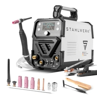 Image de STAHLWERK Poste de soudage combiné 2 en 1 DC TIG 200 Puls ST Digital professionnel numérique avec MMA Fonction E Hand et Pulse Inverter IGBT écran LED