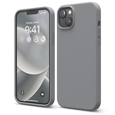 Image de elago Coque Silicone Liquide Compatible avec iPhone 14 Plus Étui (6.7), Premium, Housse Protection Case Antichoc à 4 Structure, Microfibre Douce Empêche Rayures (Gris Foncé)