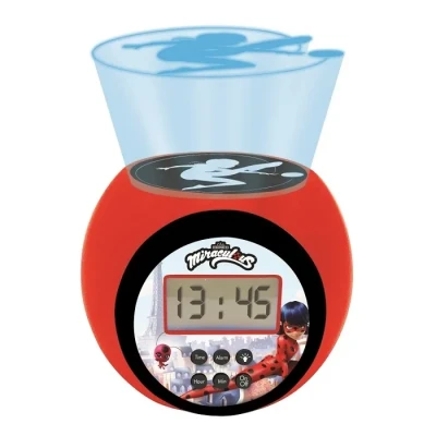 Image de Lexibook Réveil projecteur Miraculous avec Fonction Alarme et répétition Snooze, veilleuse minuterie, écran LCD, à Piles, Rouge/Noir, RL977MI