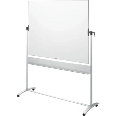 Image de Nobo Tableau Blanc Magnétique Effaçable à Sec, Mobile sur Roulettes, Autoportant &amp; Bascule, en Acier, avec Marqueur Porte Marqueur, Blanc, 1901031