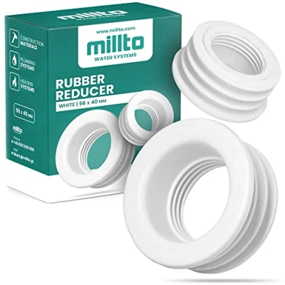 Image de Millto™ Réducteur En Caoutchouc Raccord De Tuyau Vidange 3 Bar Diamètre 56 x 40 mm Blanc