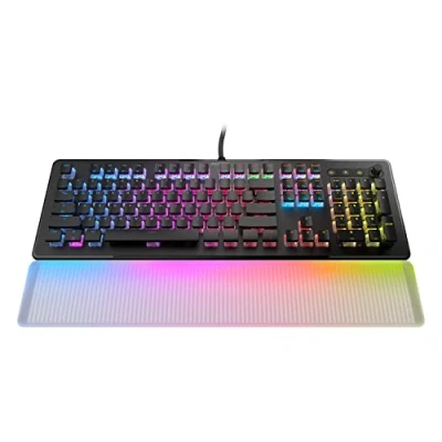 Image de ROCCAT Vulcan II Max Clavier de jeu PC optique mécanique avec touches lumineuses RVB personnalisables et repose paume, commutateurs linéaires tactiles Titan II, plaque d&#039;aluminium, durabilité 100